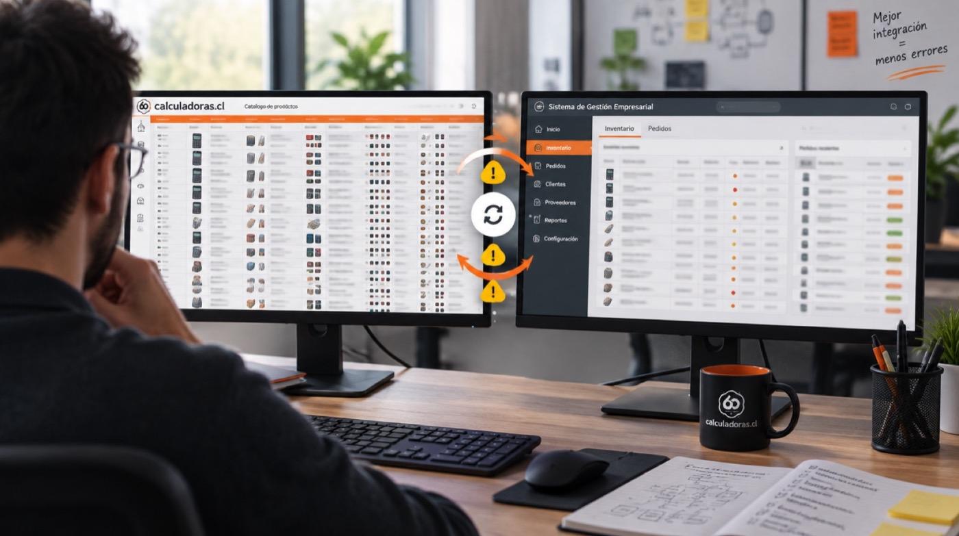 Catálogo extenso y sistema de gestión en dos monitores, con alertas de sincronización
