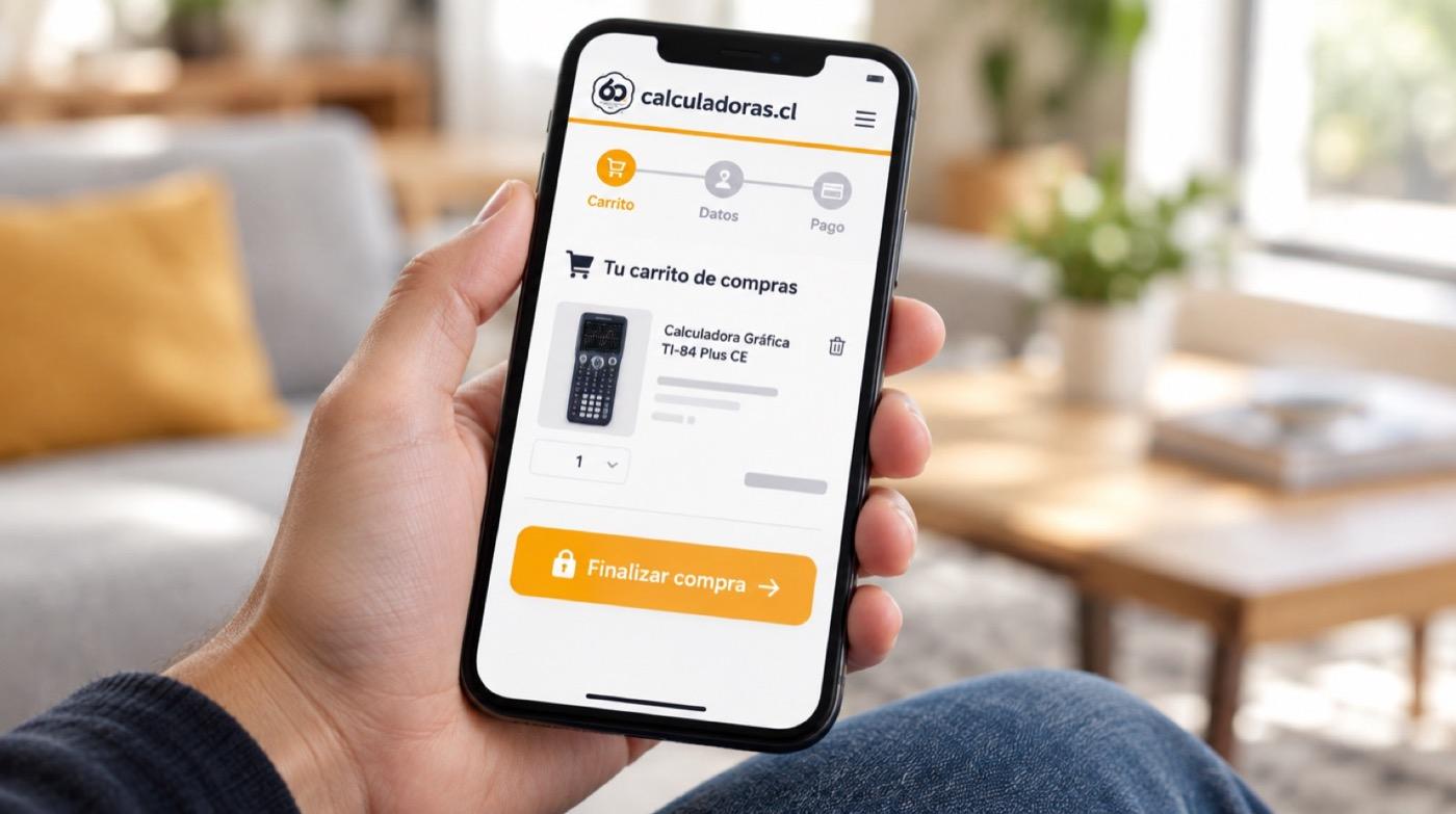 Carrito de compras de calculadoras.cl en un celular con el botón Finalizar compra