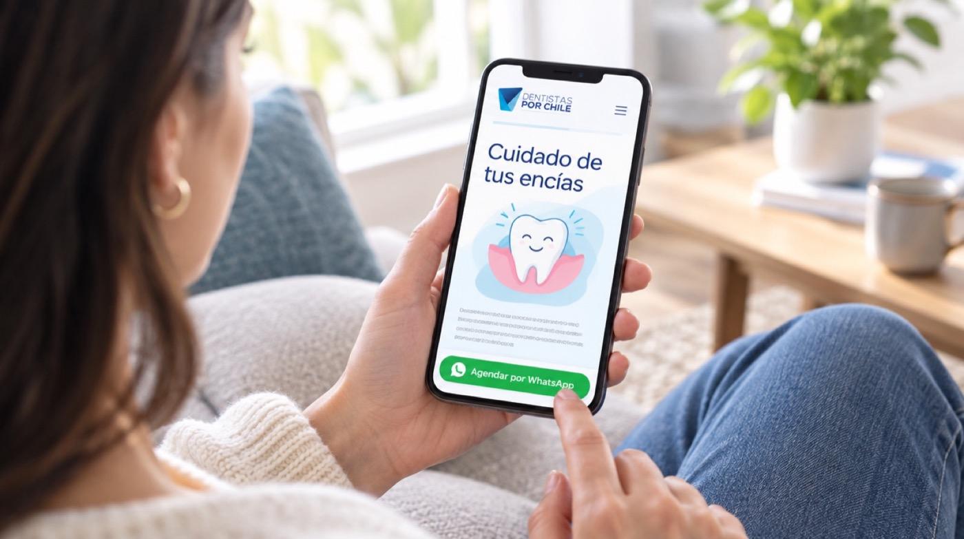 Paciente leyendo un artículo del sitio en el celular, con el botón para agendar por WhatsApp