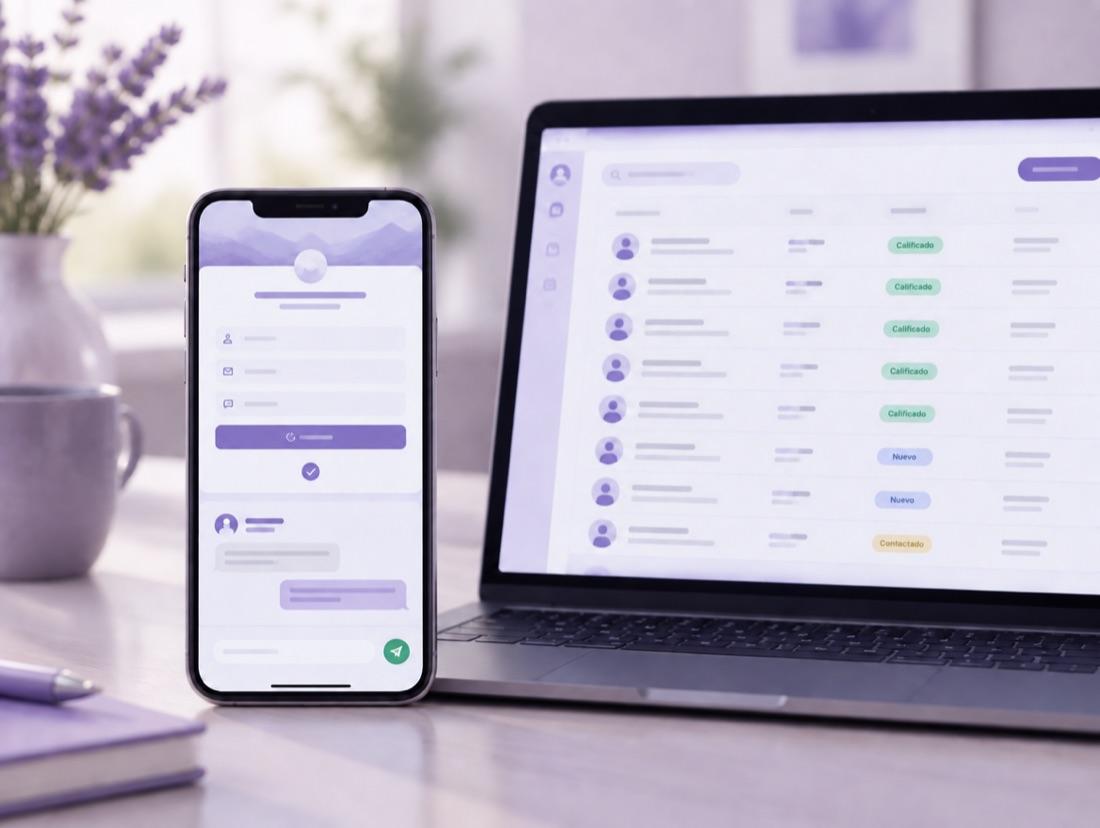 Formulario enviado desde el celular y lista de leads calificados